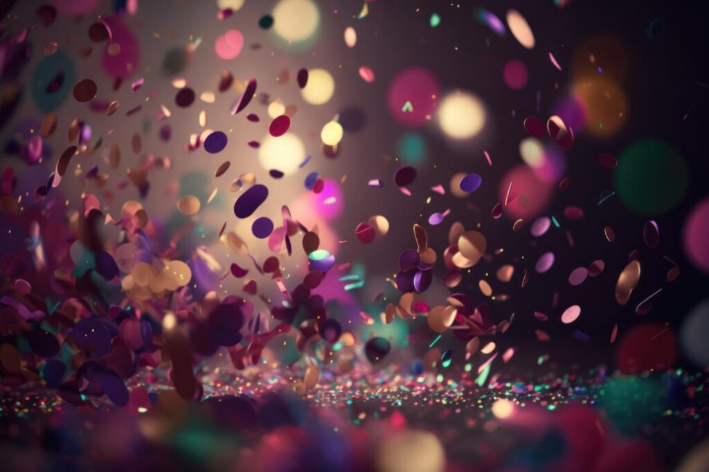 Confetti colorful glitter explosion on blured background